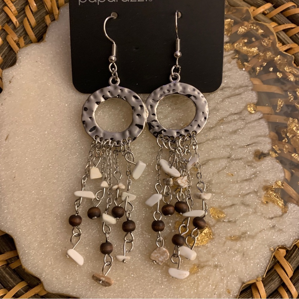Primal Prestige White Beaded Hook Earrings
